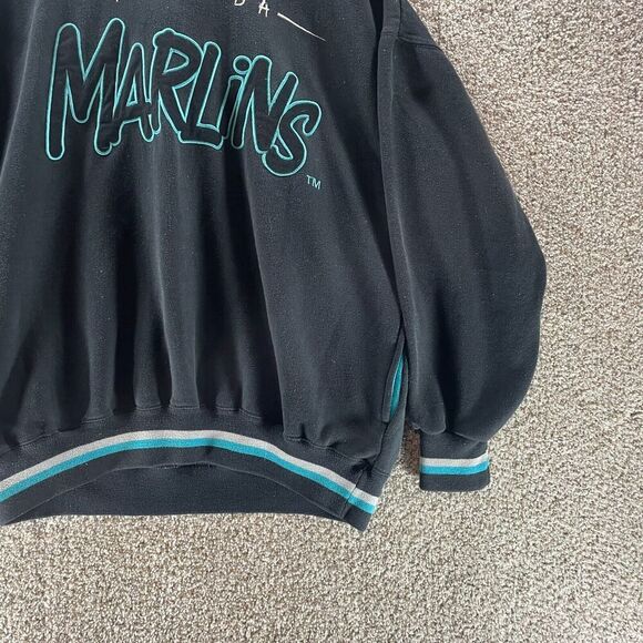 Vintage 90s Florida Marlins Hoodie Sweatshirt Mens Extra Large Starter MLB Black - Picture 6 of 15